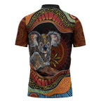 Indigenous Koala Australia Zipper Polo Shirt Australian Aboriginal Art Proud