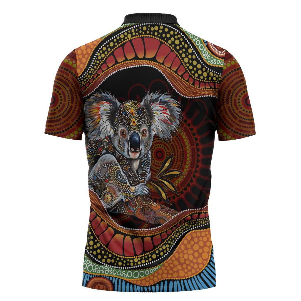 Indigenous Koala Australia Zipper Polo Shirt Australian Aboriginal Art Proud