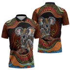 Indigenous Koala Australia Zipper Polo Shirt Australian Aboriginal Art Proud