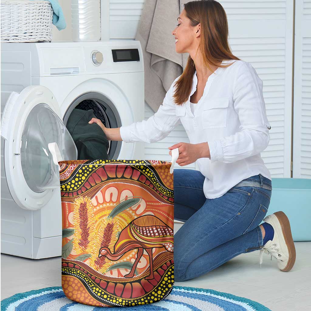 Indigenous Emu Australia Laundry Basket Australian Bottlebrushes Aboriginal Art Proud