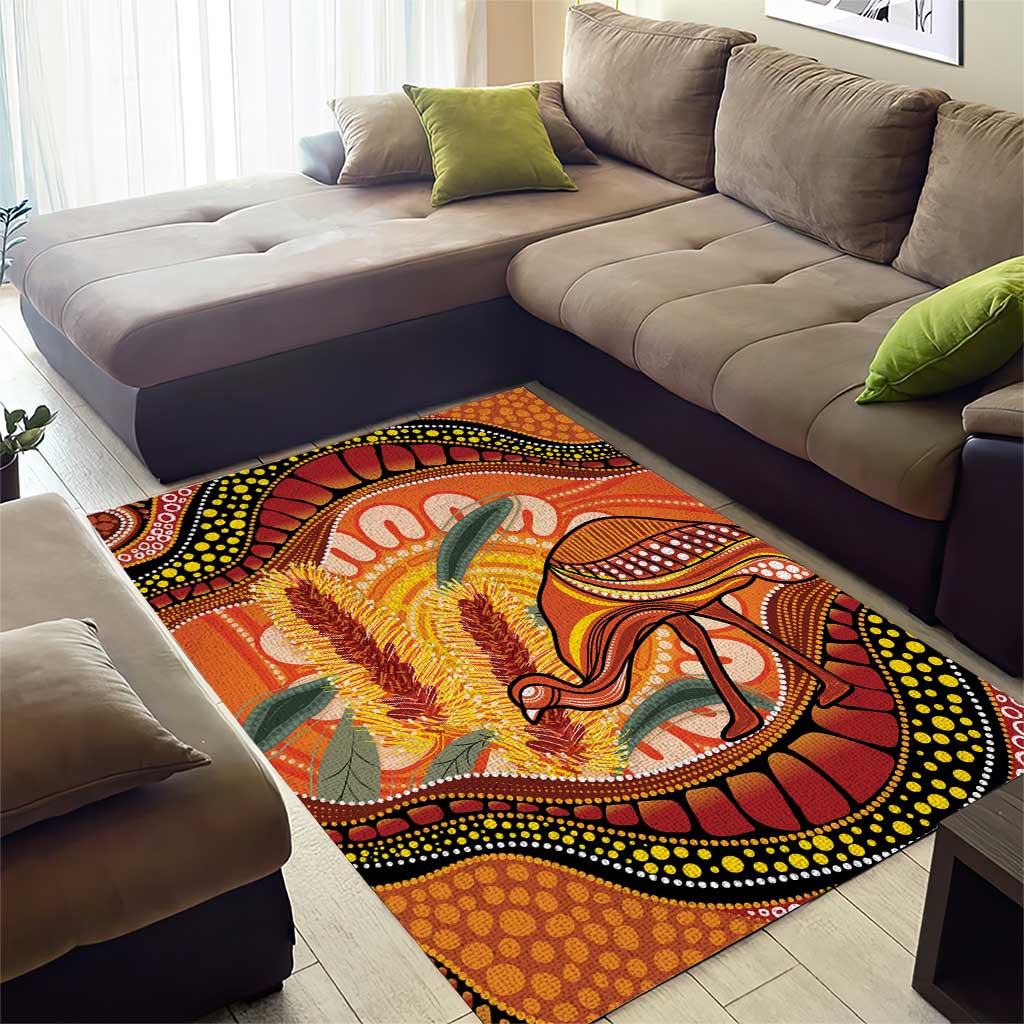 Indigenous Emu Australia Area Rug Australian Bottlebrushes Aboriginal Art Proud