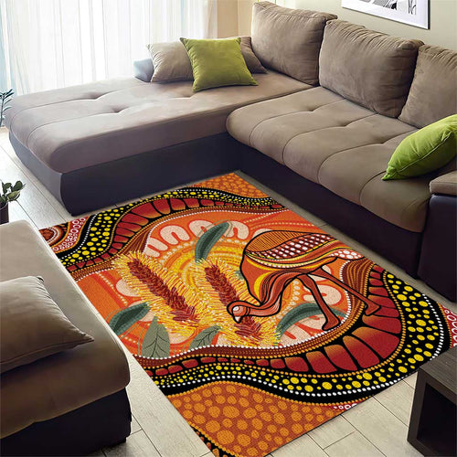Indigenous Emu Australia Area Rug Australian Bottlebrushes Aboriginal Art Proud