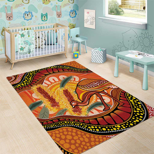 Indigenous Emu Australia Area Rug Australian Bottlebrushes Aboriginal Art Proud