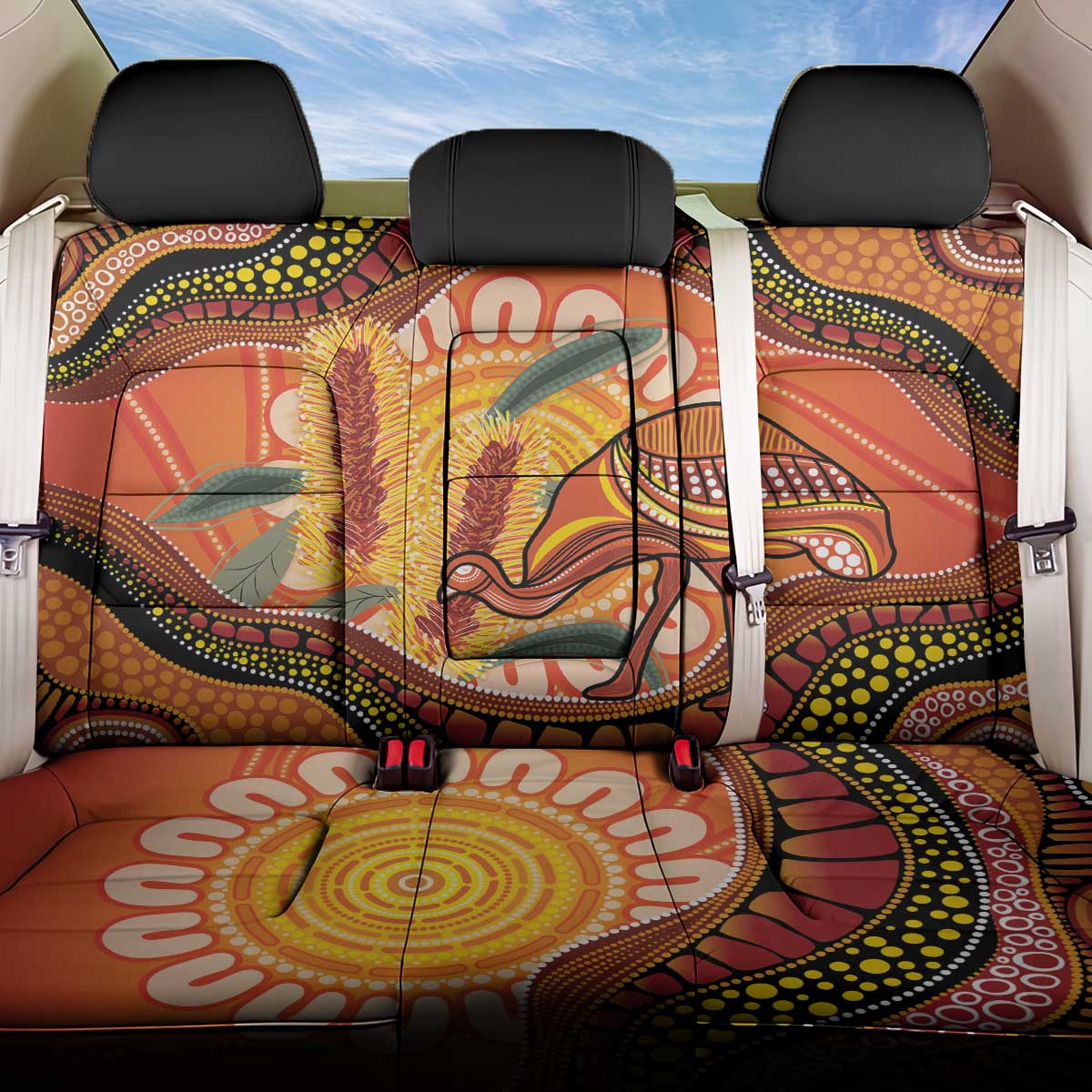 Indigenous Emu Australia Back Car Seat Cover Australian Bottlebrushes Aboriginal Art Proud