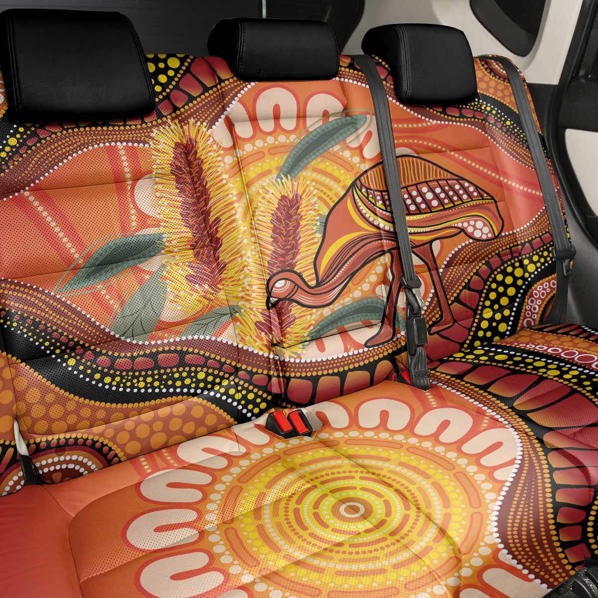 Indigenous Emu Australia Back Car Seat Cover Australian Bottlebrushes Aboriginal Art Proud