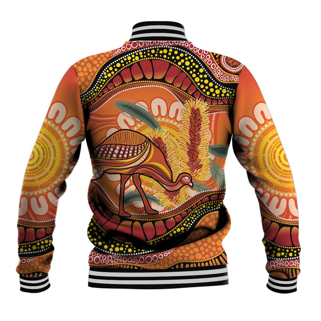 Indigenous Emu Australia Baseball Jacket Australian Bottlebrushes Aboriginal Art Proud