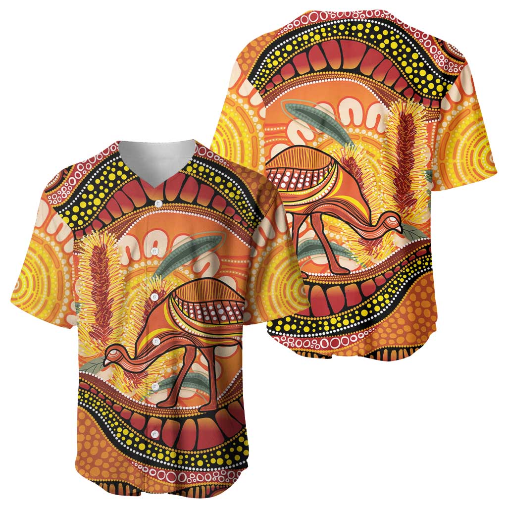 Indigenous Emu Australia Baseball Jersey Australian Bottlebrushes Aboriginal Art Proud