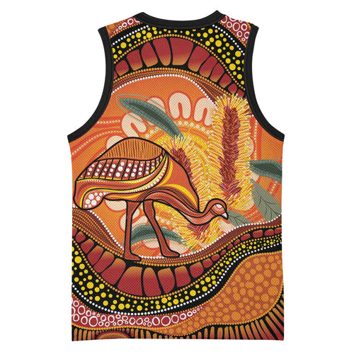 Indigenous Emu Australia Basketball Jersey Australian Bottlebrushes Aboriginal Art Proud