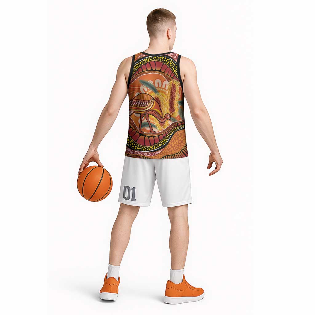 Indigenous Emu Australia Basketball Jersey Australian Bottlebrushes Aboriginal Art Proud