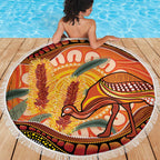 Indigenous Emu Australia Beach Blanket Australian Bottlebrushes Aboriginal Art Proud