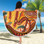 Indigenous Emu Australia Beach Blanket Australian Bottlebrushes Aboriginal Art Proud