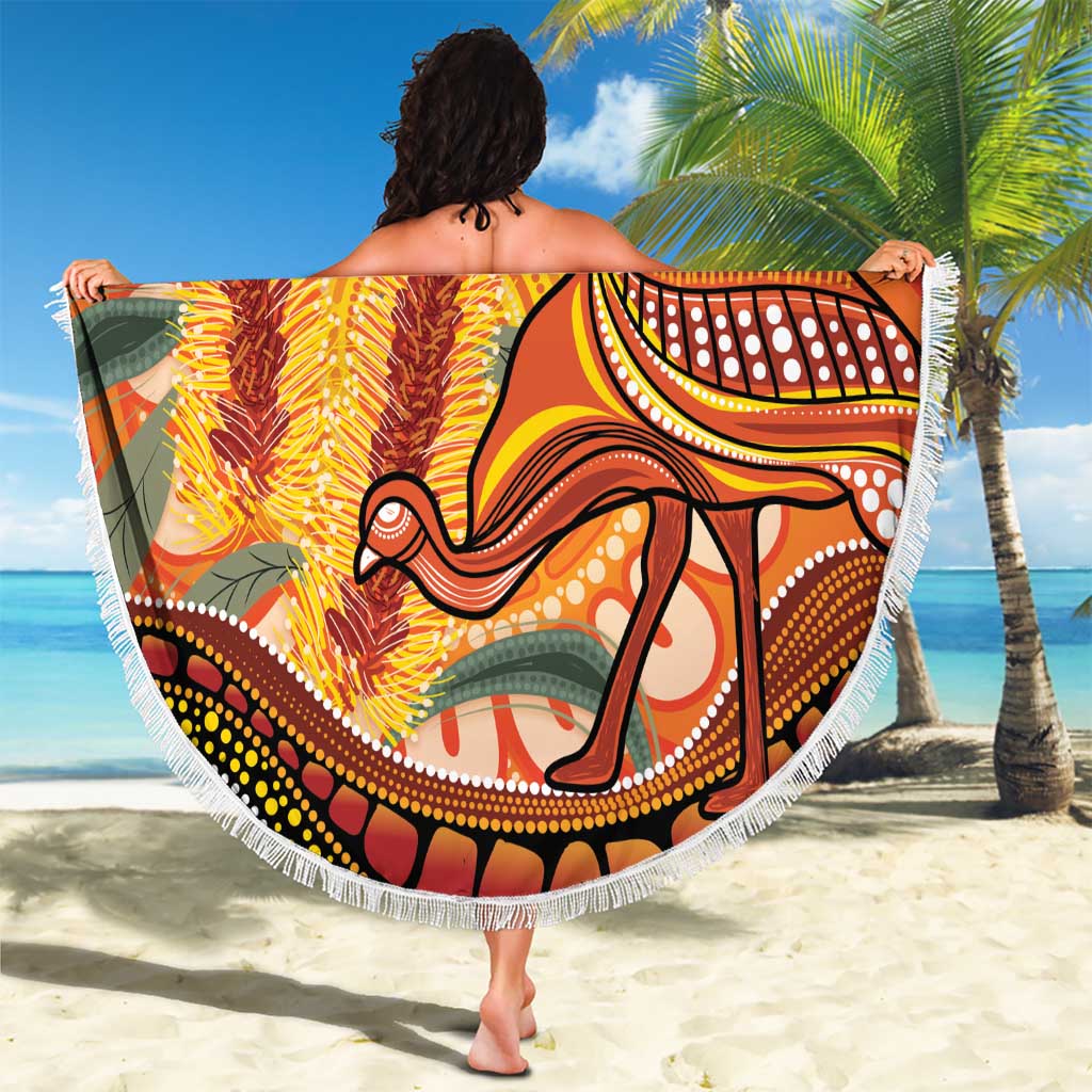 Indigenous Emu Australia Beach Blanket Australian Bottlebrushes Aboriginal Art Proud