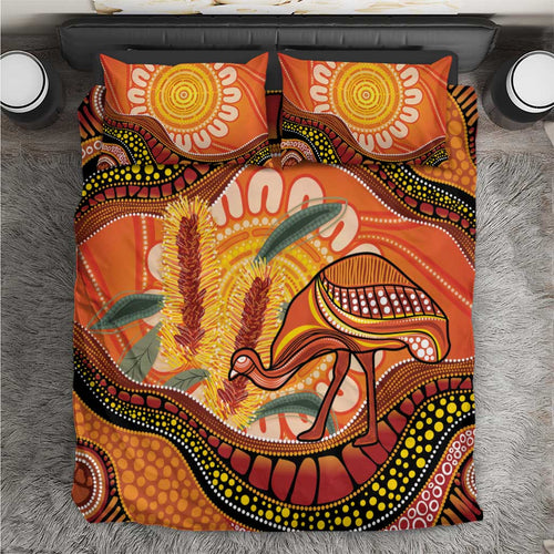 Indigenous Emu Australia Bedding Set Australian Bottlebrushes Aboriginal Art Proud