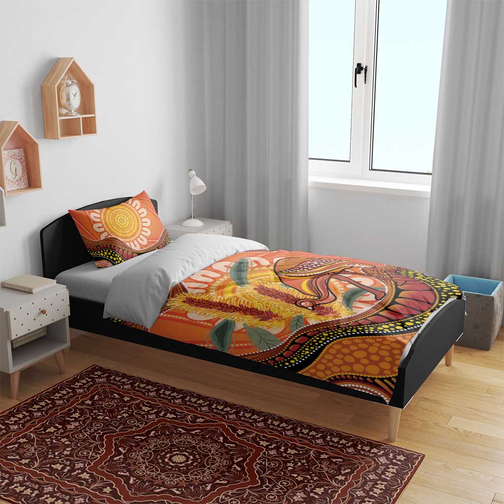 Indigenous Emu Australia Bedding Set Australian Bottlebrushes Aboriginal Art Proud