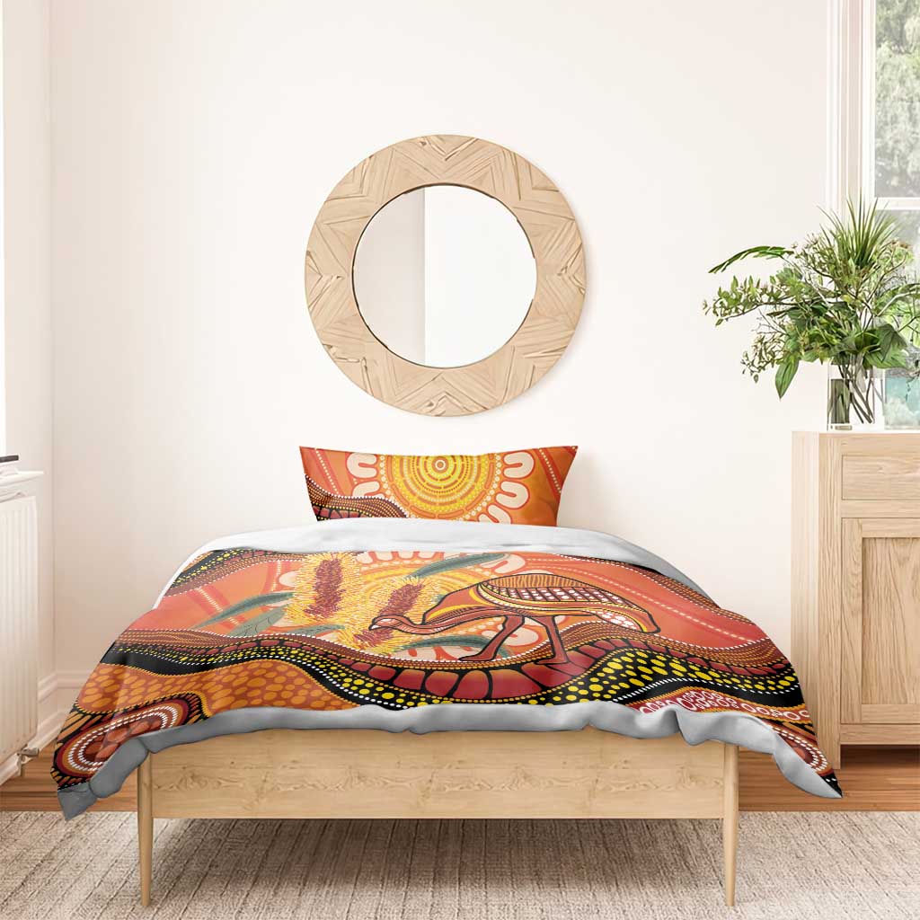 Indigenous Emu Australia Bedding Set Australian Bottlebrushes Aboriginal Art Proud