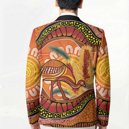 Indigenous Emu Australia Blazer Australian Bottlebrushes Aboriginal Art Proud
