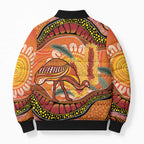 Indigenous Emu Australia Bomber Puffer Jacket Australian Bottlebrushes Aboriginal Art Proud