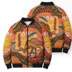 Indigenous Emu Australia Bomber Puffer Jacket Australian Bottlebrushes Aboriginal Art Proud