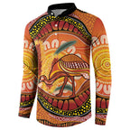 Indigenous Emu Australia Button Sweatshirt Australian Bottlebrushes Aboriginal Art Proud