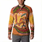Indigenous Emu Australia Button Sweatshirt Australian Bottlebrushes Aboriginal Art Proud
