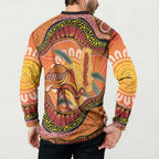 Indigenous Emu Australia Button Sweatshirt Australian Bottlebrushes Aboriginal Art Proud