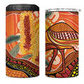 Indigenous Emu Australia 4 in 1 Can Cooler Tumbler Australian Bottlebrushes Aboriginal Art Proud