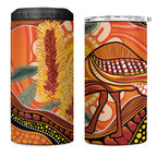 Indigenous Emu Australia 4 in 1 Can Cooler Tumbler Australian Bottlebrushes Aboriginal Art Proud