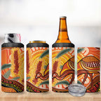 Indigenous Emu Australia 4 in 1 Can Cooler Tumbler Australian Bottlebrushes Aboriginal Art Proud