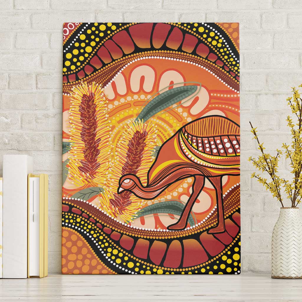 Indigenous Emu Australia Canvas Wall Art Australian Bottlebrushes Aboriginal Art Proud