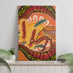 Indigenous Emu Australia Canvas Wall Art Australian Bottlebrushes Aboriginal Art Proud