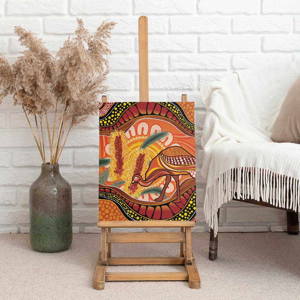Indigenous Emu Australia Canvas Wall Art Australian Bottlebrushes Aboriginal Art Proud