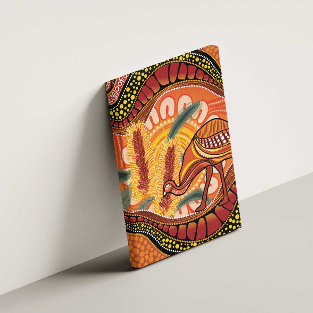 Indigenous Emu Australia Canvas Wall Art Australian Bottlebrushes Aboriginal Art Proud