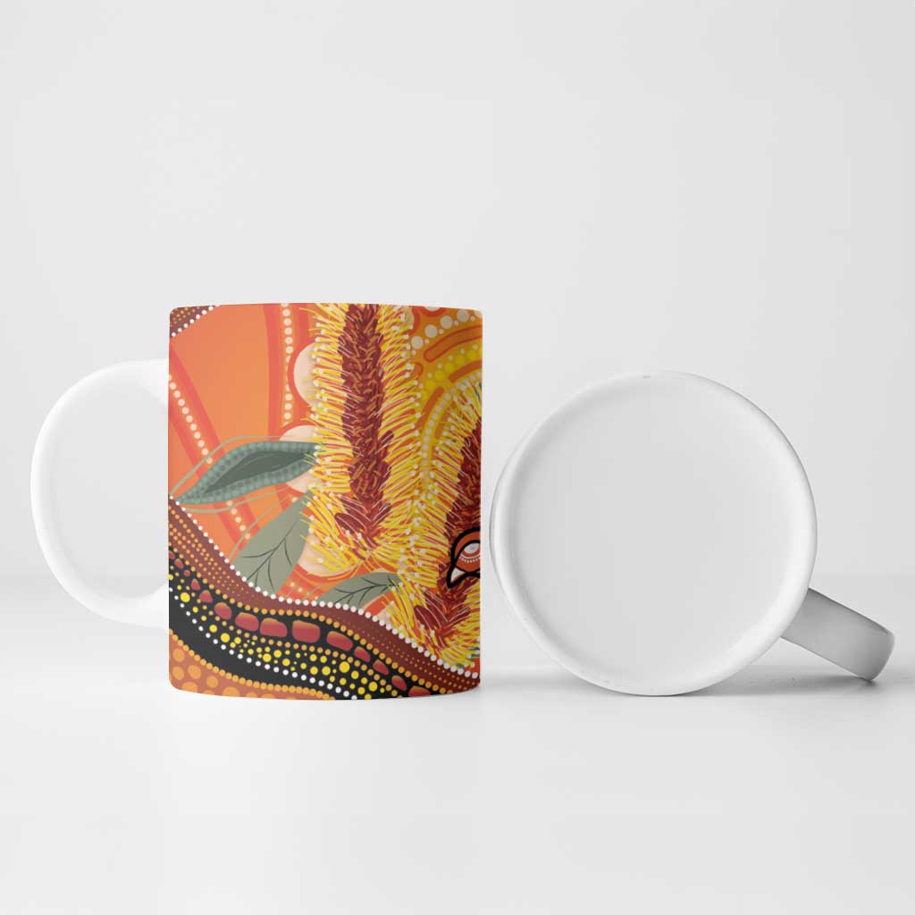 Indigenous Emu Australia Ceramic Mug Australian Bottlebrushes Aboriginal Art Proud
