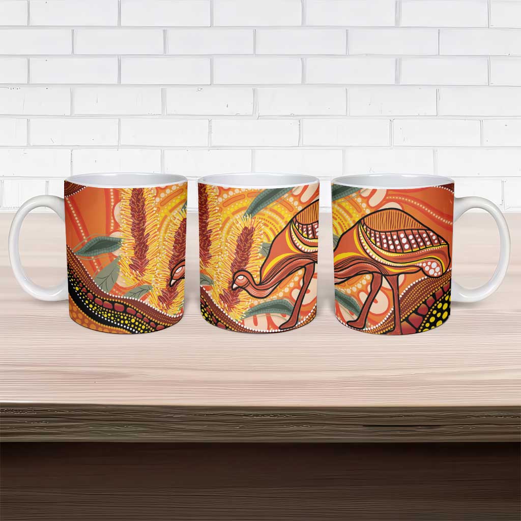 Indigenous Emu Australia Ceramic Mug Australian Bottlebrushes Aboriginal Art Proud