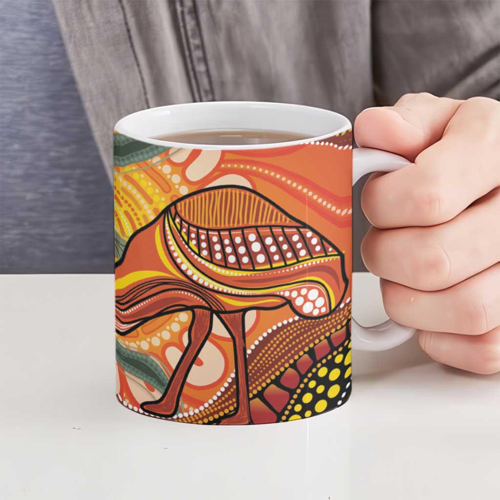 Indigenous Emu Australia Ceramic Mug Australian Bottlebrushes Aboriginal Art Proud
