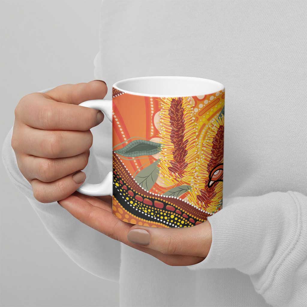 Indigenous Emu Australia Ceramic Mug Australian Bottlebrushes Aboriginal Art Proud