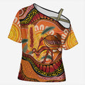 Indigenous Emu Australia Cross Shoulder Shirt Australian Bottlebrushes Aboriginal Art Proud
