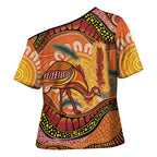 Indigenous Emu Australia Cross Shoulder Shirt Australian Bottlebrushes Aboriginal Art Proud