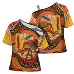 Indigenous Emu Australia Cross Shoulder Shirt Australian Bottlebrushes Aboriginal Art Proud