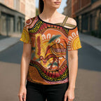 Indigenous Emu Australia Cross Shoulder Shirt Australian Bottlebrushes Aboriginal Art Proud