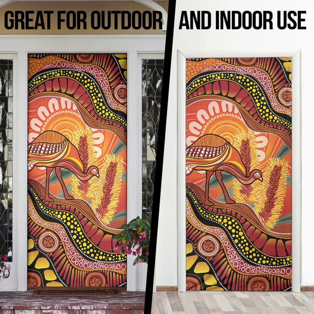 Indigenous Emu Australia Door Cover Australian Bottlebrushes Aboriginal Art Proud