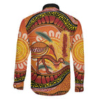 Indigenous Emu Australia Family Matching Off The Shoulder Long Sleeve Dress and Hawaiian Shirt Australian Bottlebrushes Aboriginal Art Proud