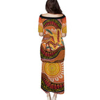 Indigenous Emu Australia Family Matching Puletasi and Hawaiian Shirt Australian Bottlebrushes Aboriginal Art Proud