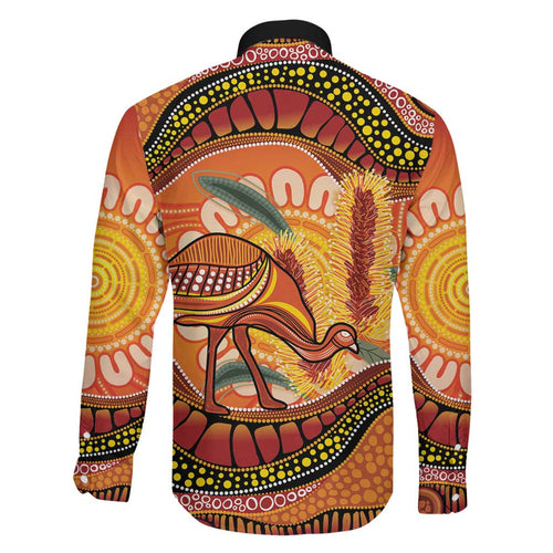 Indigenous Emu Australia Family Matching Tank Maxi Dress and Hawaiian Shirt Australian Bottlebrushes Aboriginal Art Proud