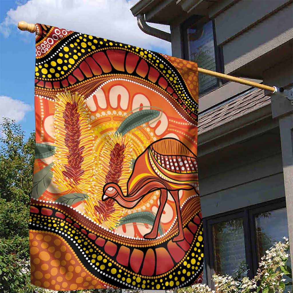 Indigenous Emu Australia Garden Flag Australian Bottlebrushes Aboriginal Art Proud