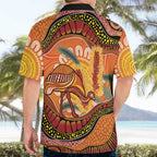 Indigenous Emu Australia Hawaiian Shirt Australian Bottlebrushes Aboriginal Art Proud