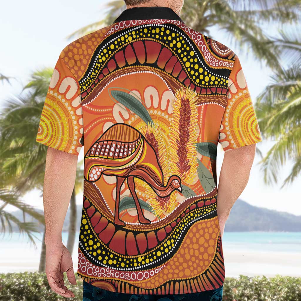 Indigenous Emu Australia Hawaiian Shirt Australian Bottlebrushes Aboriginal Art Proud