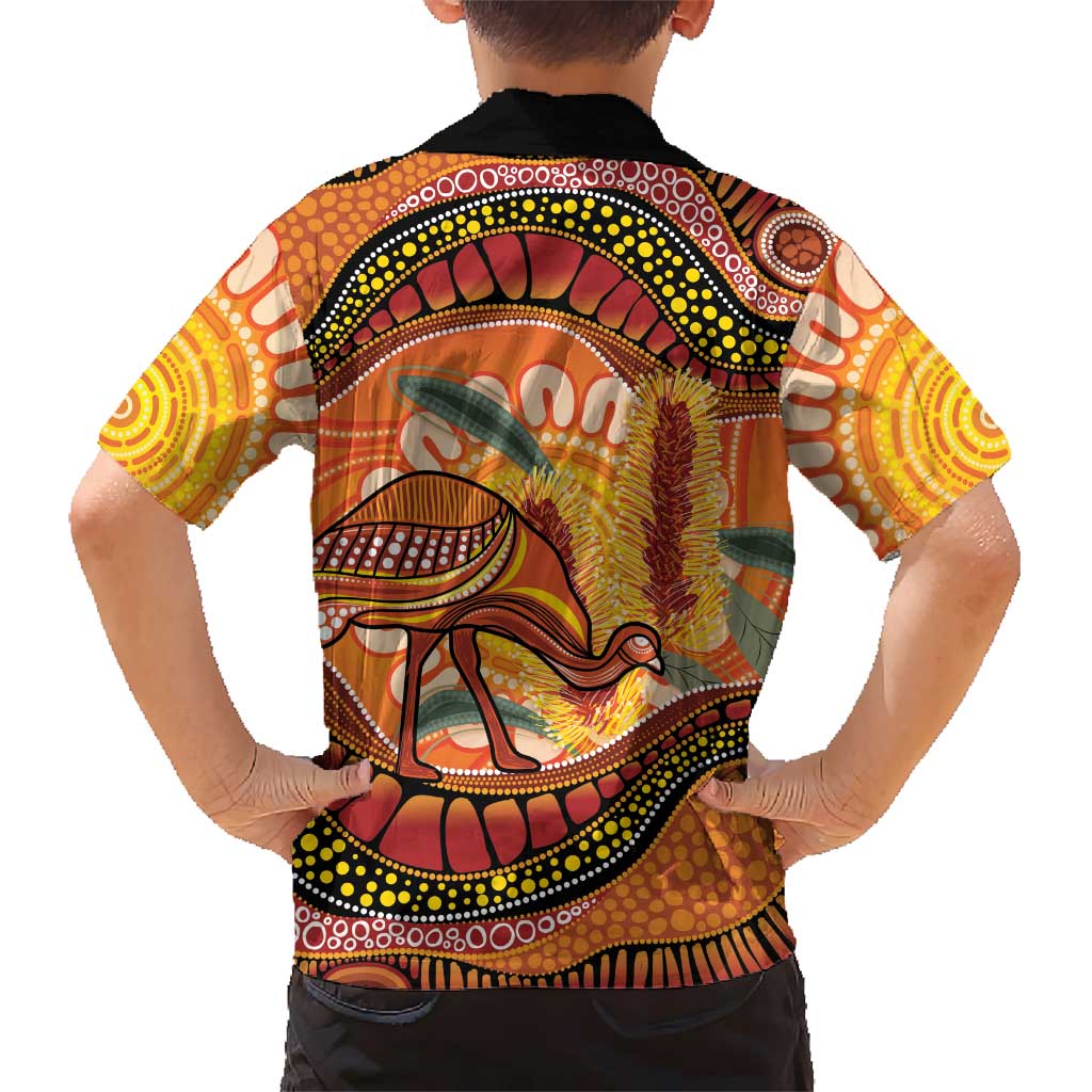 Indigenous Emu Australia Hawaiian Shirt Australian Bottlebrushes Aboriginal Art Proud