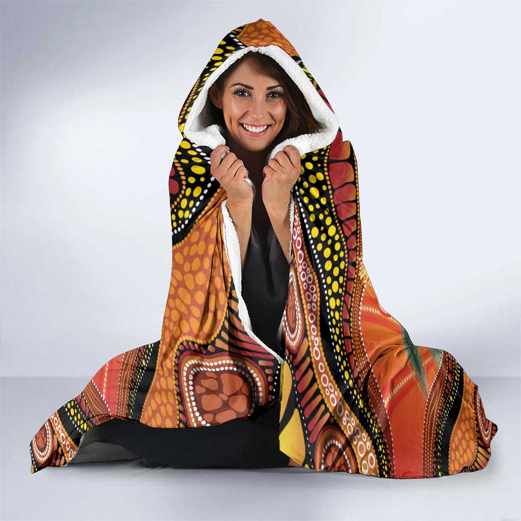 Indigenous Emu Australia Hooded Blanket Australian Bottlebrushes Aboriginal Art Proud