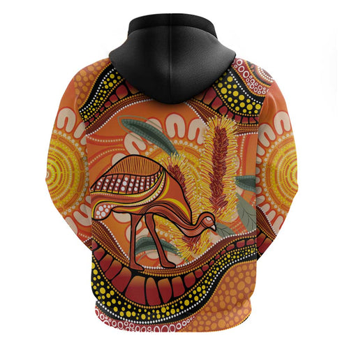 Indigenous Emu Australia Hoodie Australian Bottlebrushes Aboriginal Art Proud